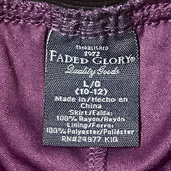 Faded Glory Purple Flowy Skirt Size Girls 10 - Picture 2 of 3